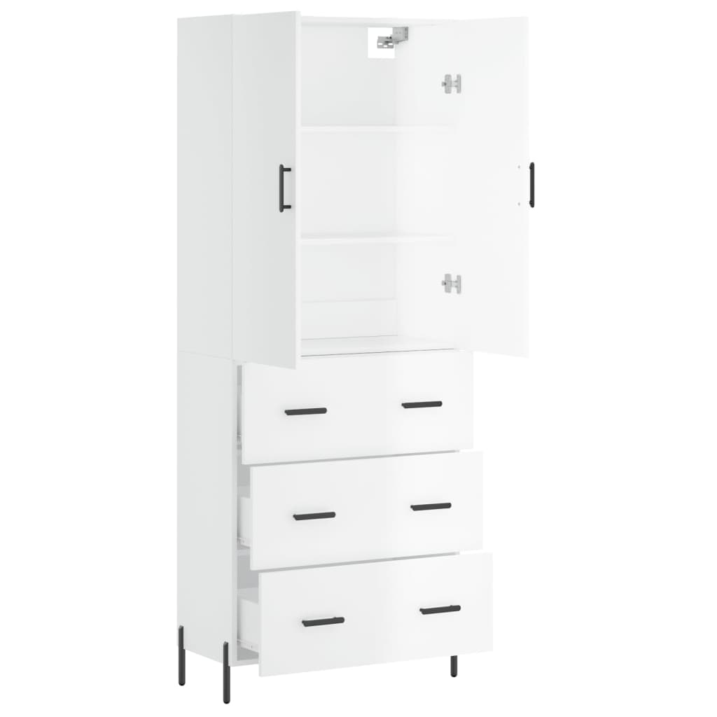 vidaXL Highboard Hochglanz-Weiß 69,5x34x180 cm Holzwerkstoff