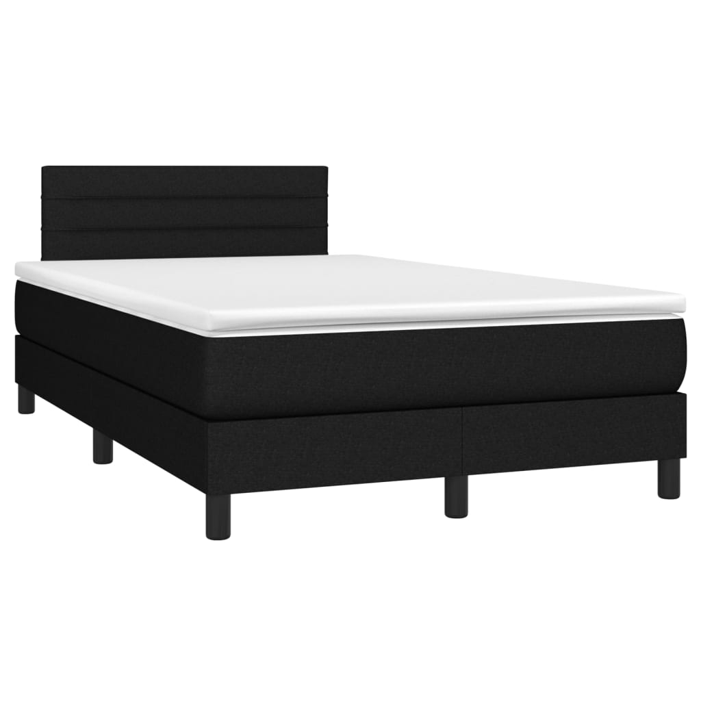 vidaXL Boxspringbett mit Matratze & LED Schwarz 120x200 cm Stoff