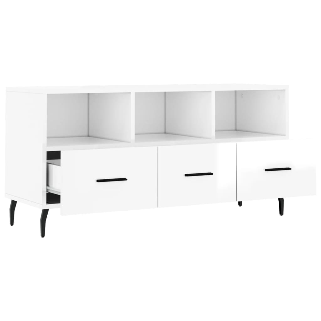 vidaXL TV-Schrank Hochglanz-Weiß 102x36x50 cm Holzwerkstoff