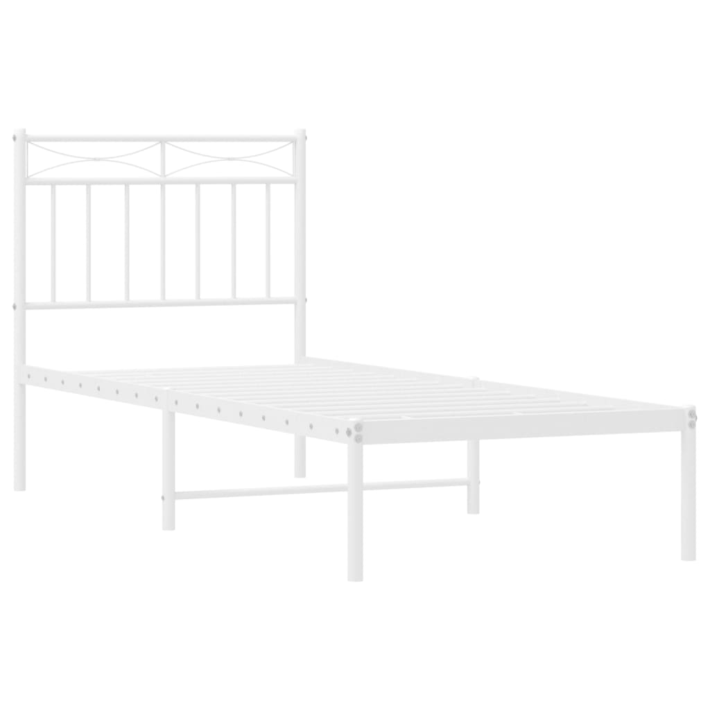 vidaXL Metallbett ohne Matratze mit Kopfteil Weiß 75x190 cm