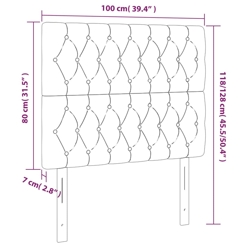 vidaXL LED Kopfteil Dunkelgrau 100x7x118/128 cm Stoff