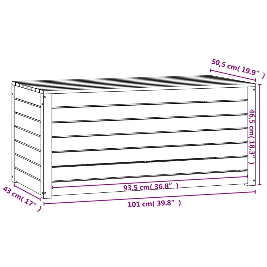 vidaXL Gartenbox Grau 101x50,5x46,5 cm Massivholz Kiefer