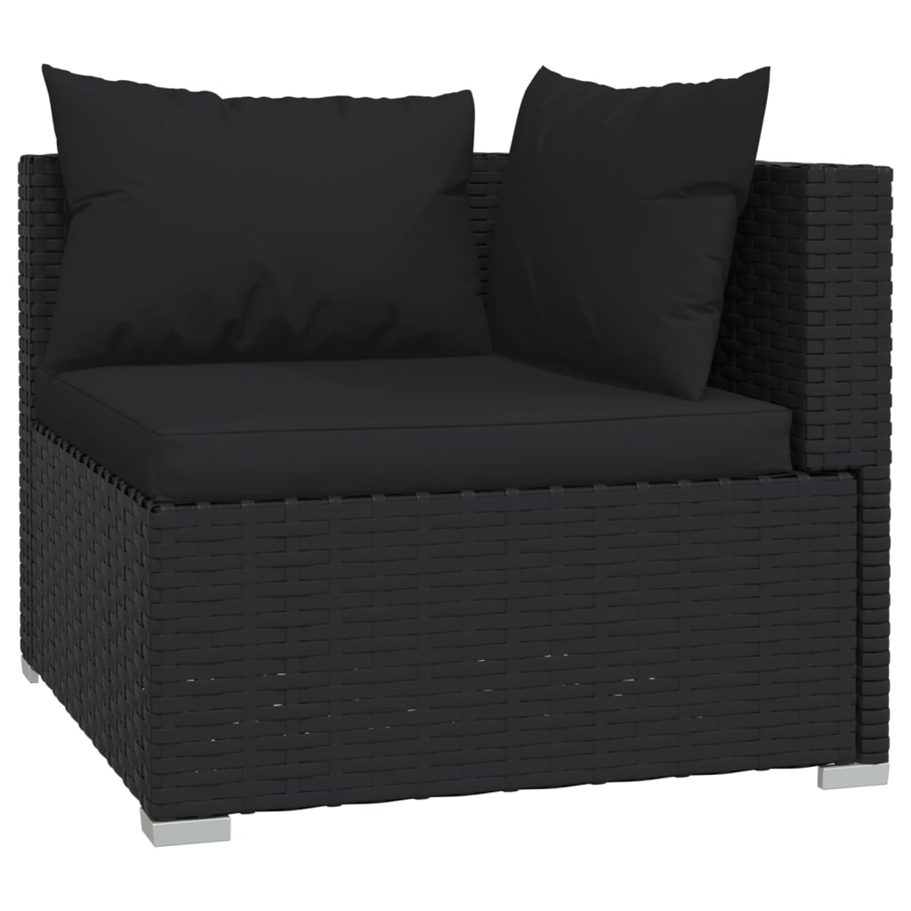 vidaXL 9-tlg. Garten-Lounge-Set mit Kissen Schwarz Poly Rattan