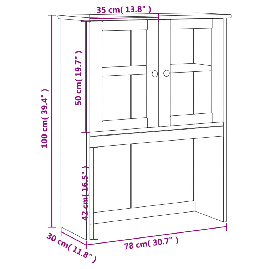 vidaXL Sideboard-Aufsatz VIGO Weiß 78x30x100 cm Massivholz Kiefer