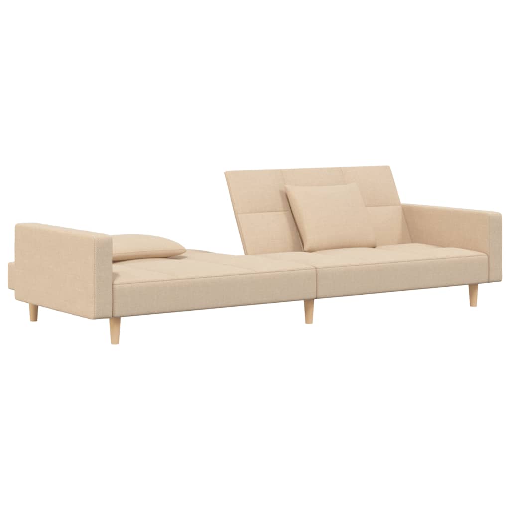 vidaXL Schlafsofa 2-Sitzer mit 2 Kissen Creme Stoff