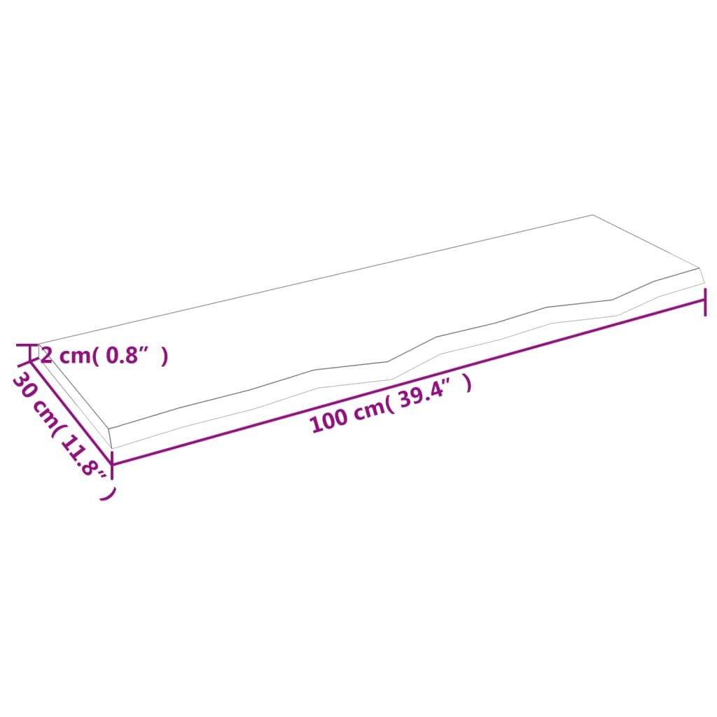 vidaXL Waschtischplatte Hellbraun 100x30x2 cm Massivholz Behandelt