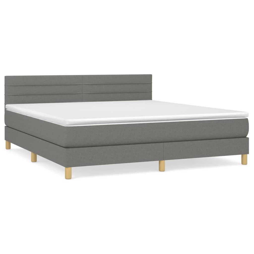 vidaXL Boxspringbett mit Matratze Dunkelgrau 180x200 cm Stoff