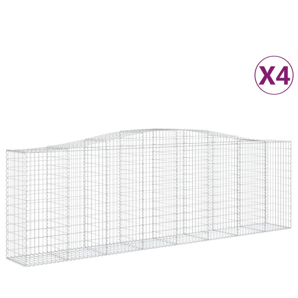 vidaXL Gabionen mit Hochbogen 4 Stk. 400x50x120/140cm Verzinktes Eisen