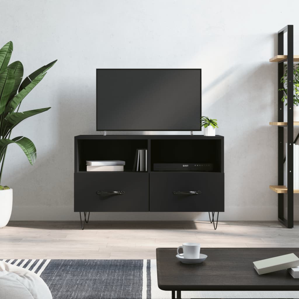 vidaXL TV-Schrank Schwarz 80x36x50 cm Holzwerkstoff