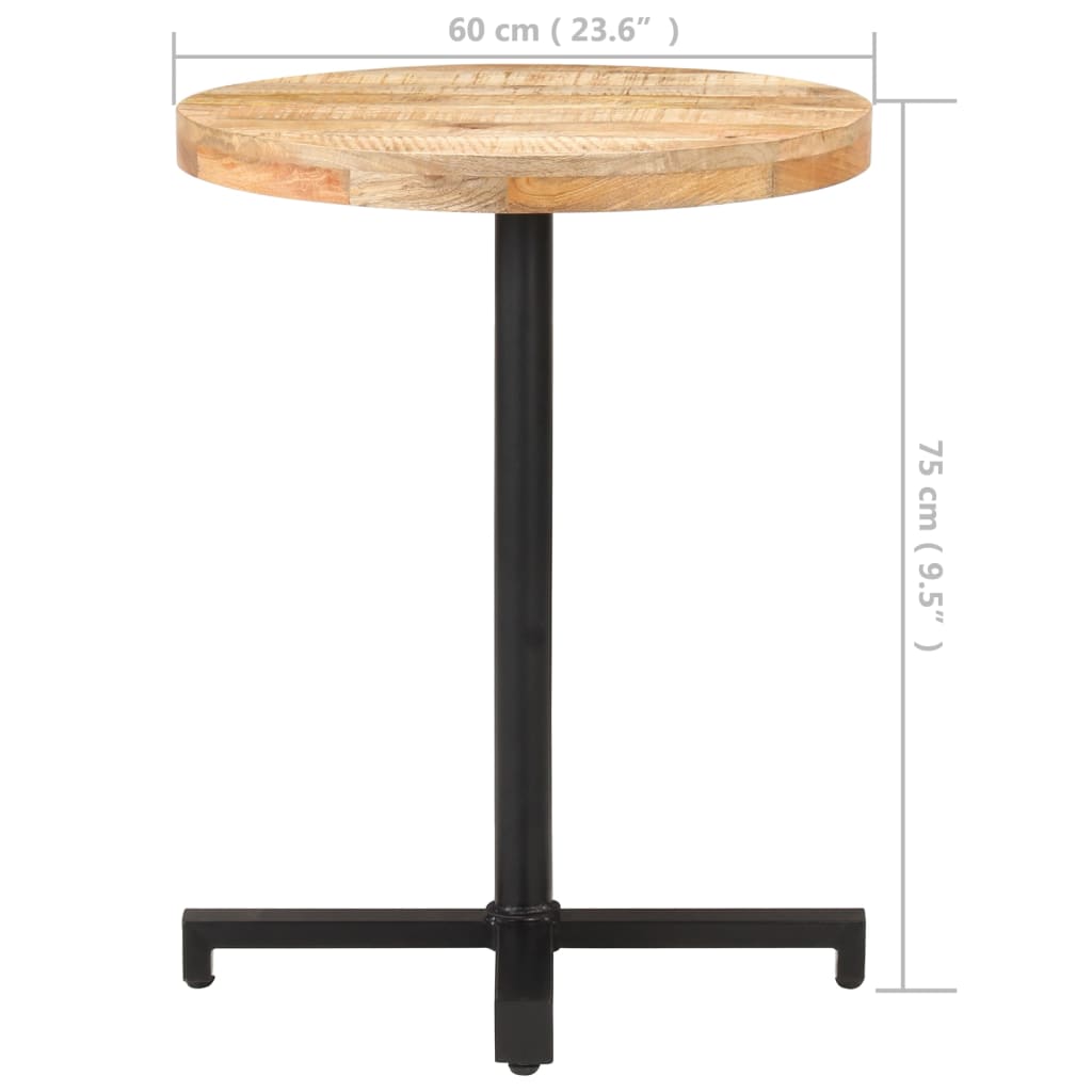 vidaXL Bistrotisch Rund Ø60x75 cm Raues Mangoholz