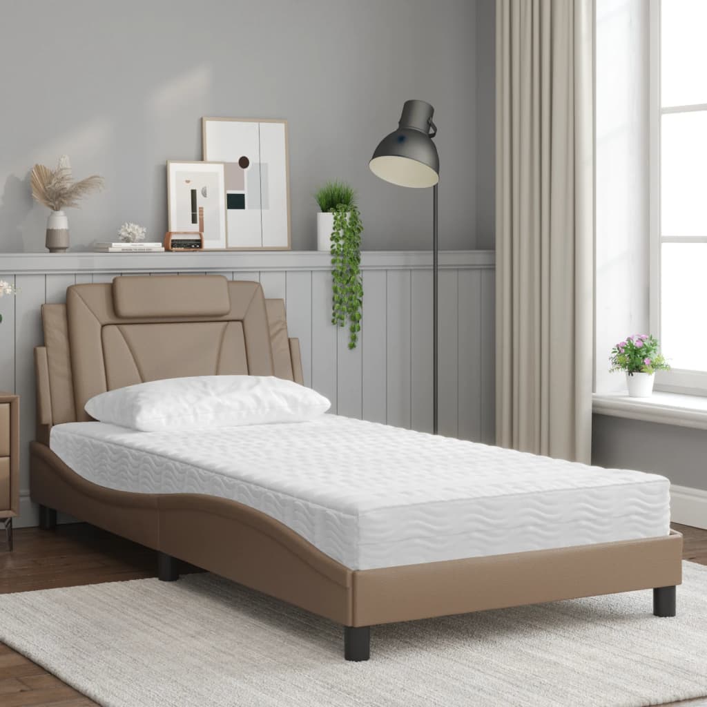 vidaXL Bett mit Matratze Cappuccino-Braun 100x200 cm Kunstleder