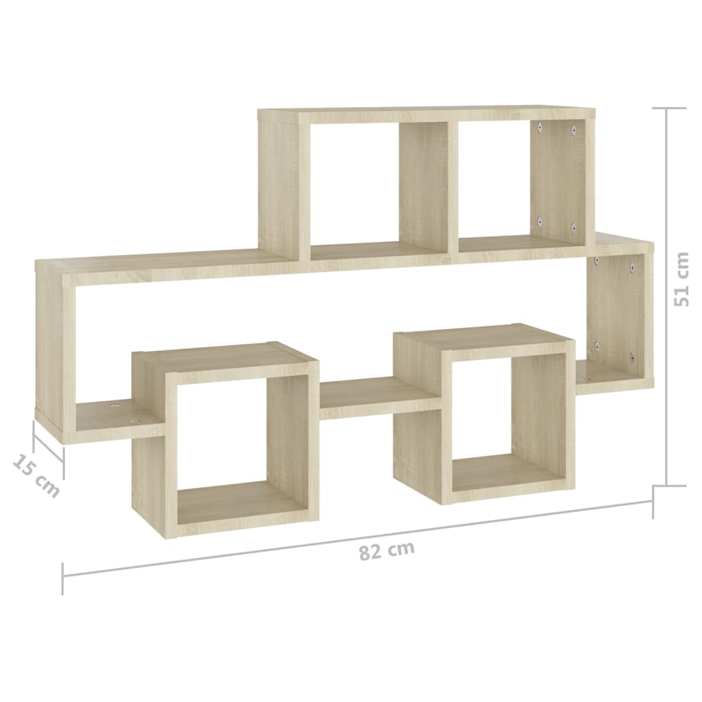 vidaXL Wandregal in Autoform Sonoma-Eiche 82x15x51 cm Holzwerkstoff