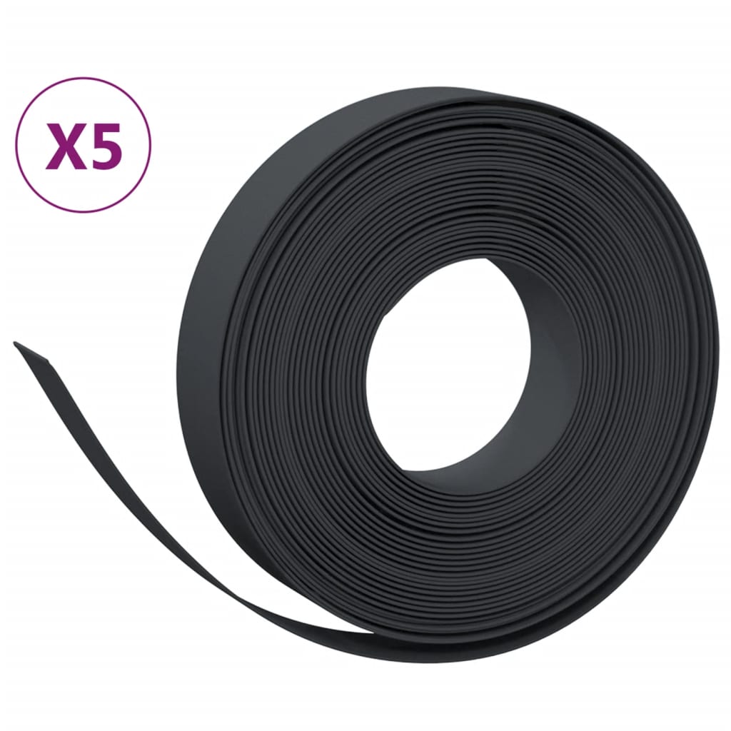 vidaXL Rasenkanten 5 Stk. Schwarz 10 m 10 cm Polyethylen