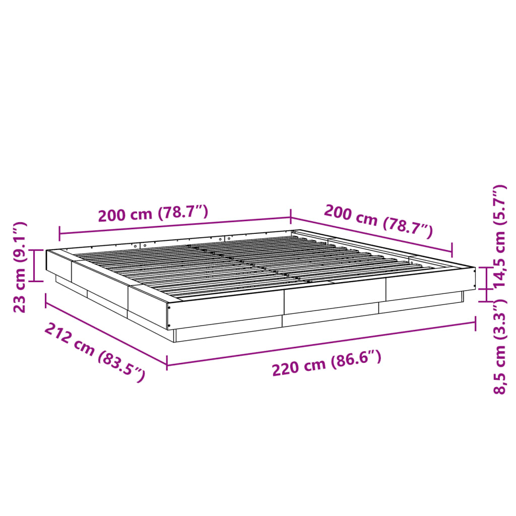 vidaXL Bettgestell Weiß 200x200 cm Holzwerkstoff