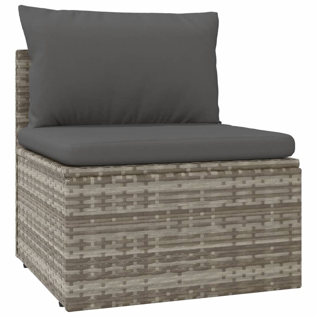 vidaXL 6-tlg. Garten-Lounge-Set mit Kissen Grau Poly Rattan