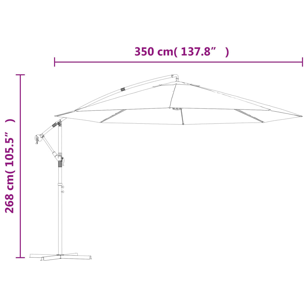 vidaXL Ampelschirm mit Aluminium-Mast 350 cm Taupe