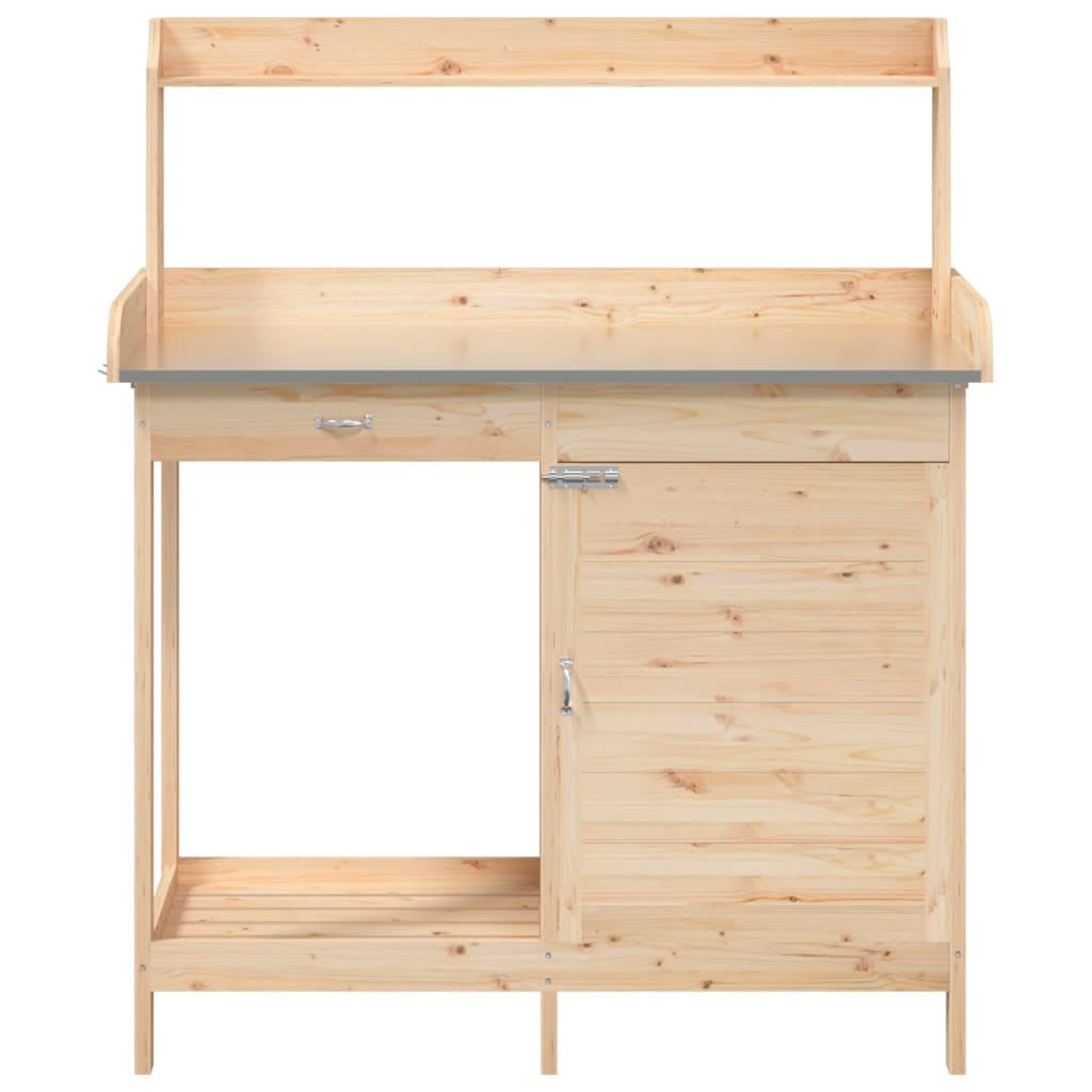 vidaXL Pflanztisch mit Schrank 110,5x45x124,5 cm Massivholz Tanne