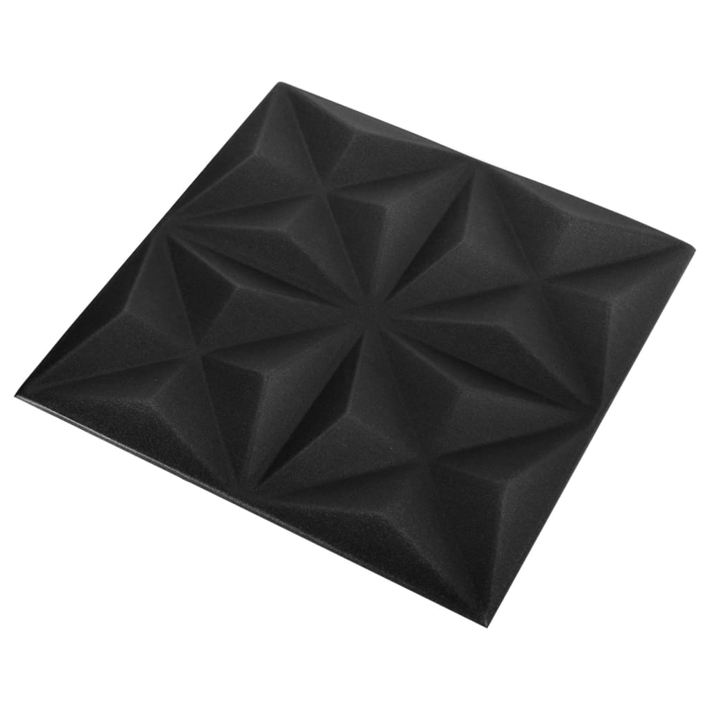 vidaXL 3D-Wandpaneele 12 Stk. 50x50 cm Origami Schwarz 3 m²