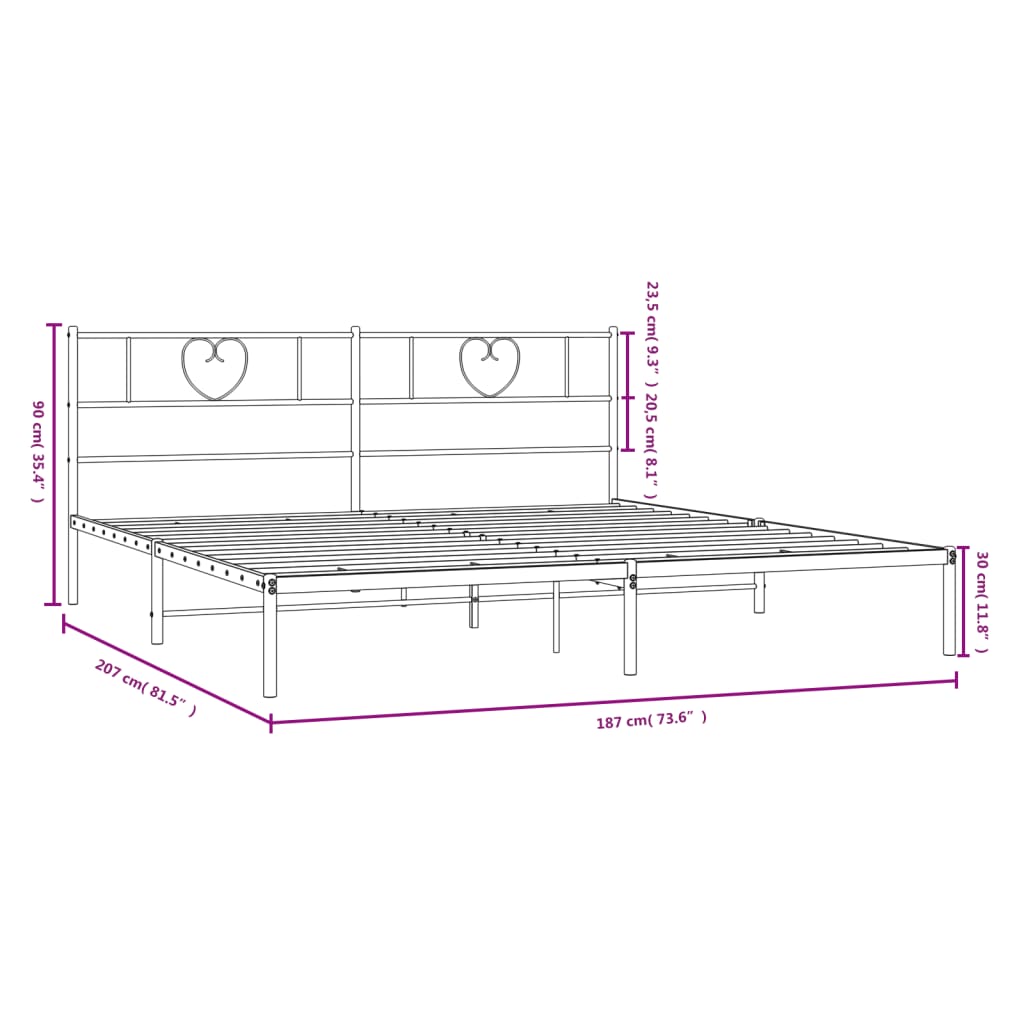 vidaXL Bettgestell mit Kopfteil Metall Weiß 180x200 cm