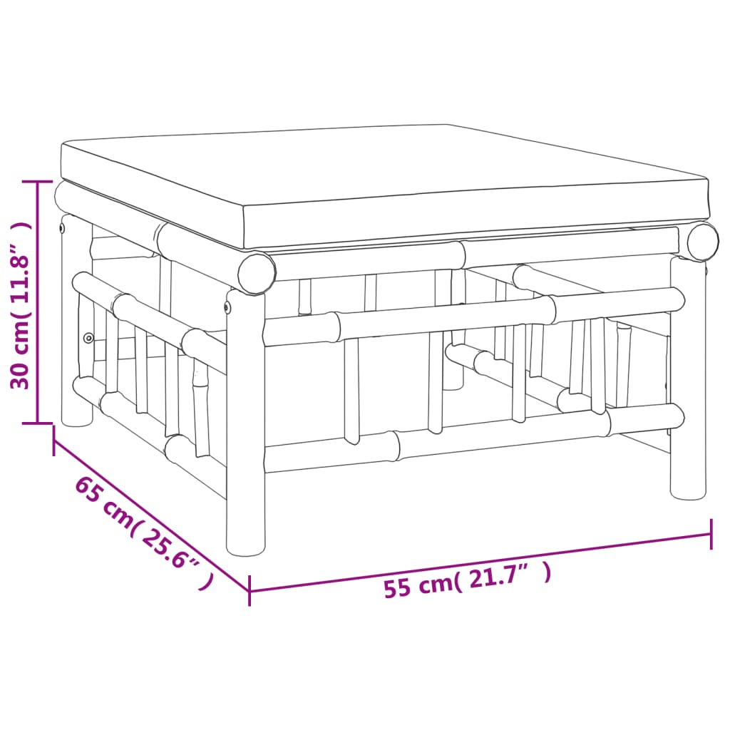 vidaXL 5-tlg. Garten-Lounge-Set mit Dunkelgrauen Kissen Bambus