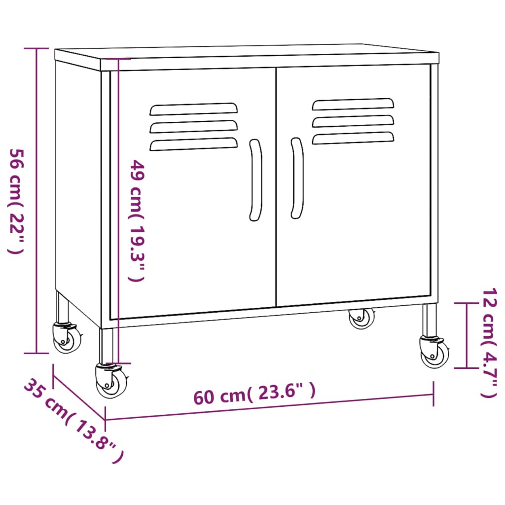 vidaXL Lagerschrank Rosa 60x35x56 cm Stahl