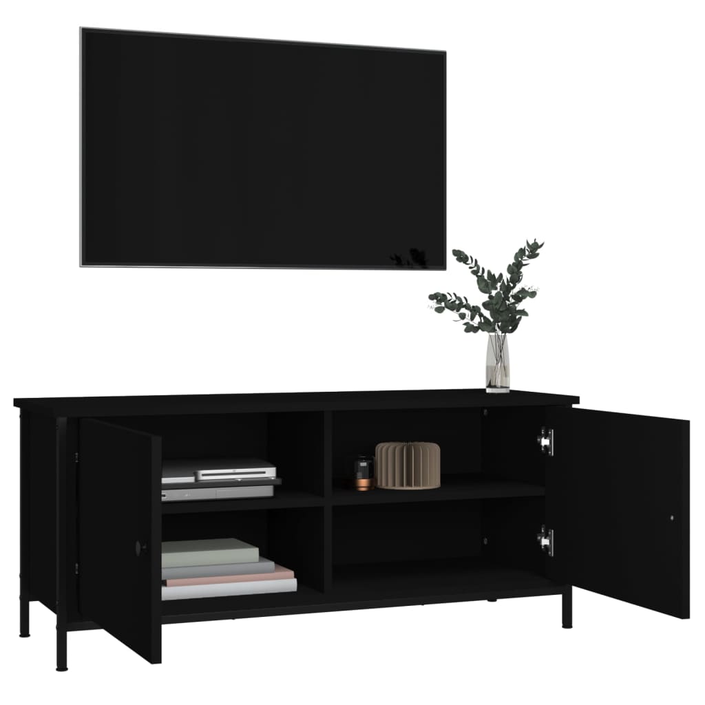 vidaXL TV-Schrank mit Türen Schwarz 102x35x45 cm Holzwerkstoff