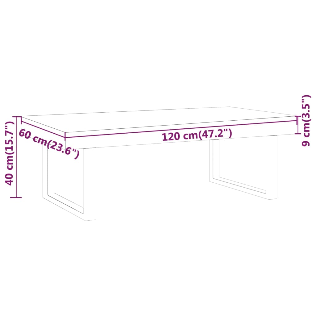 vidaXL Couchtisch Dunkelbraun und Schwarz 120x60x40 cm MDF und Eisen