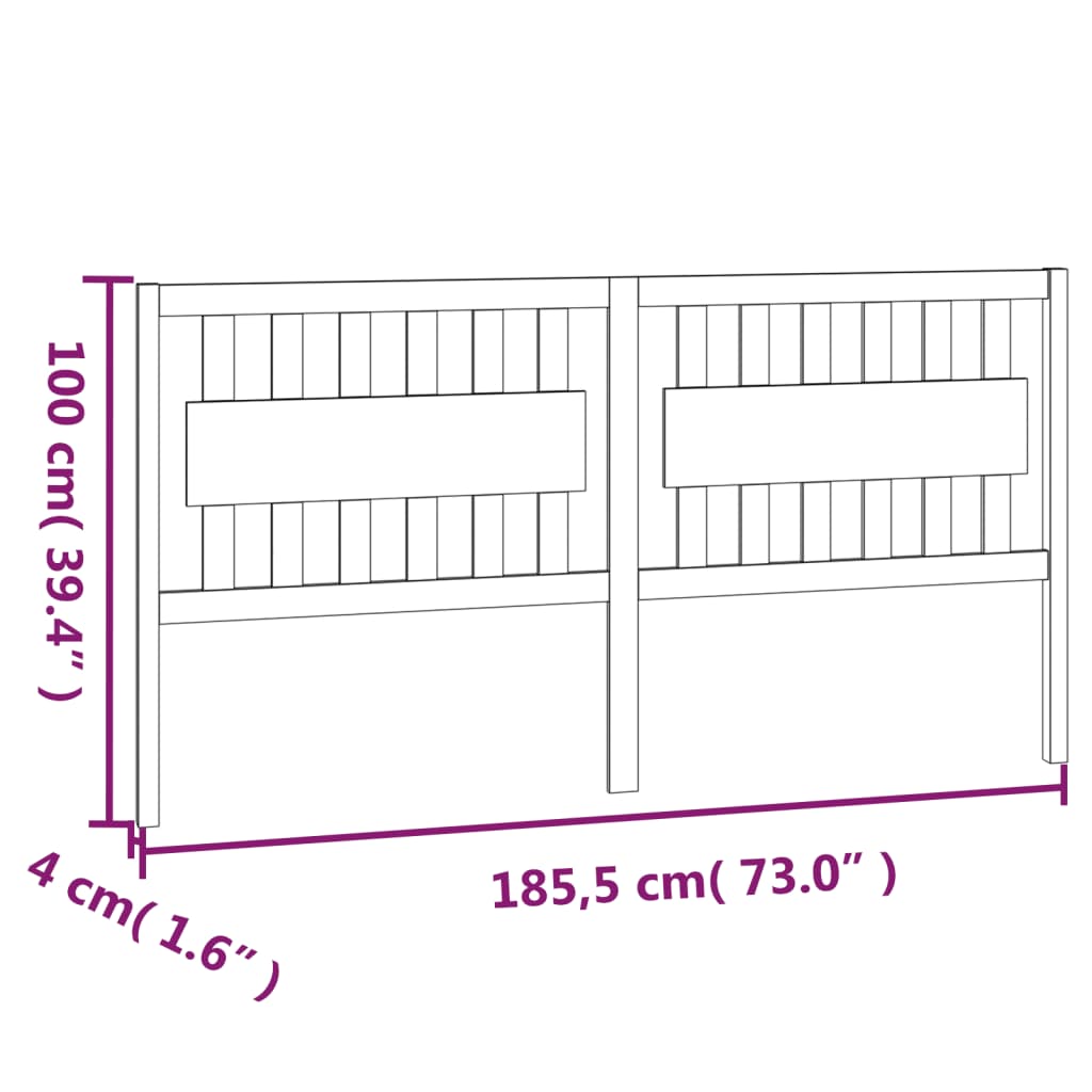 vidaXL Bett-Kopfteil Schwarz 185,5x4x100 cm Massivholz Kiefer