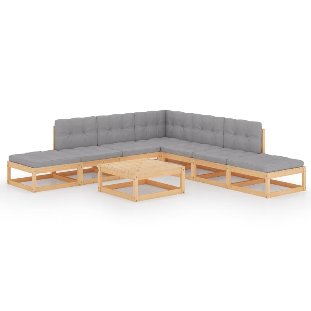 vidaXL 8-tlg. Garten-Lounge-Set mit Kissen Kiefer Massivholz