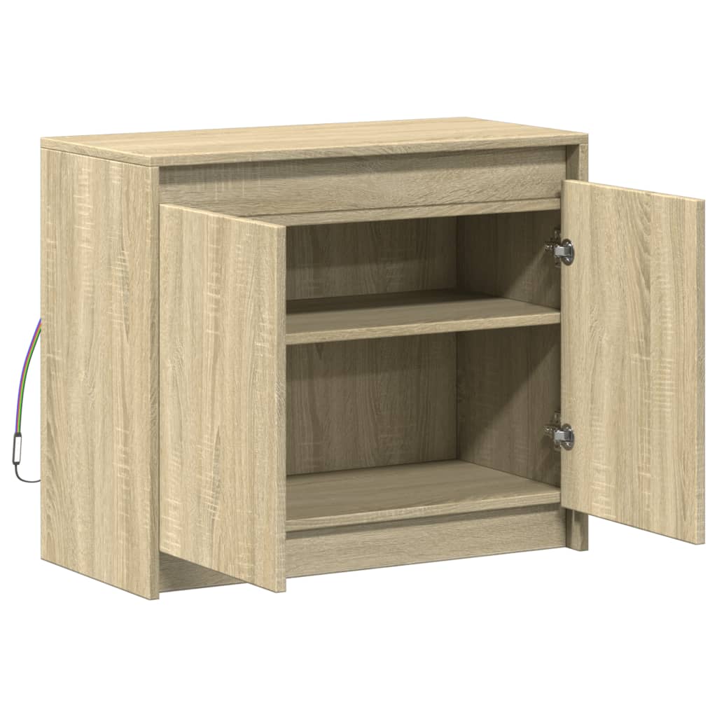 vidaXL LED-Sideboard Sonoma-Eiche 72x34x61 cm Holzwerkstoff