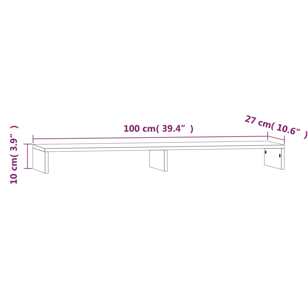 vidaXL Monitorständer 100x27x10 cm Massivholz Kiefer