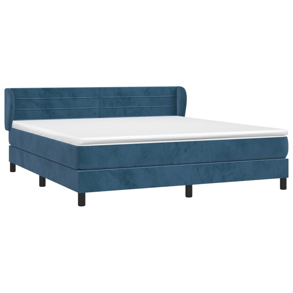 vidaXL Boxspringbett mit Matratze Dunkelblau 160x200 cm Samt