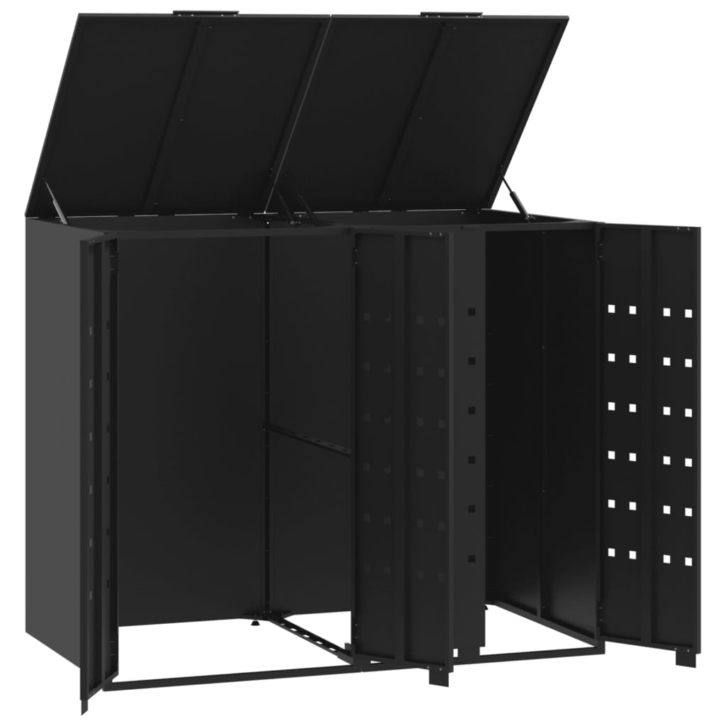 vidaXL Mülltonnenbox für 2 Tonnen Schwarz 138x79x117 cm Stahl