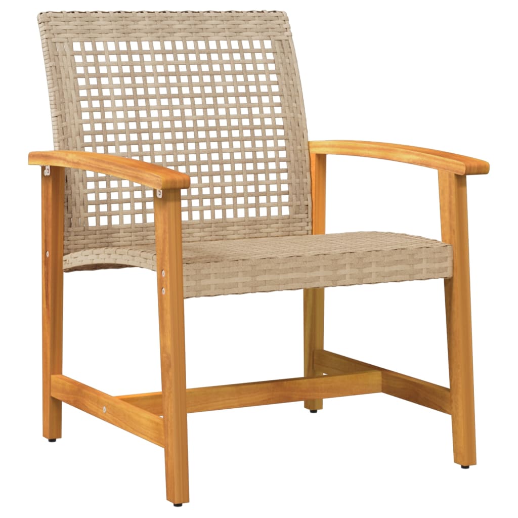 vidaXL 3-tlg. Bistro-Set Beige Poly Rattan und Akazienholz