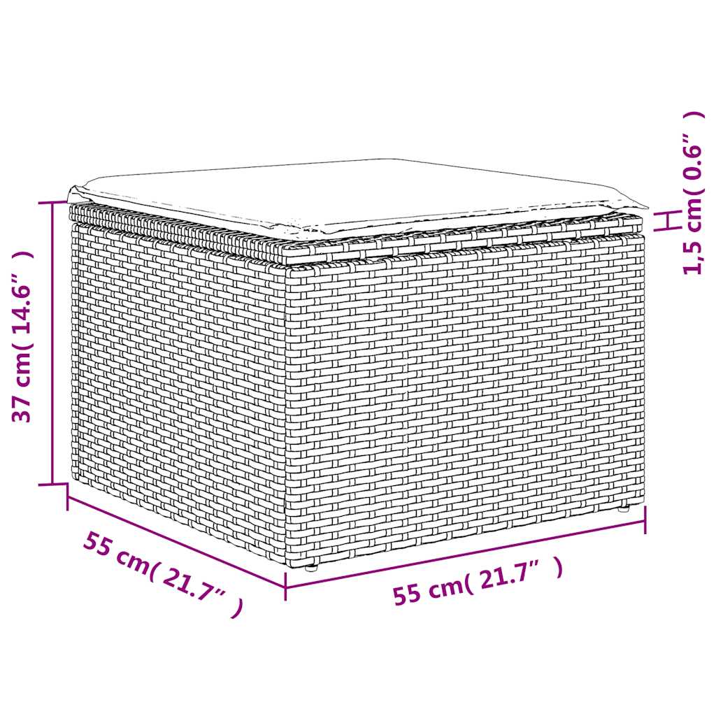 vidaXL 6-tlg. Garten-Sofagarnitur mit Kissen Hellgrau Poly Rattan