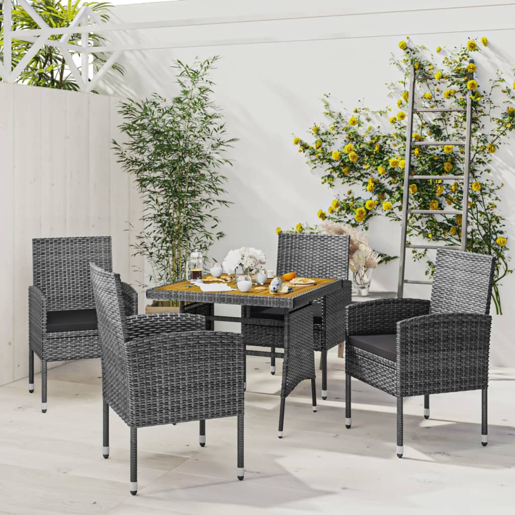 vidaXL 5-tlg. Garten-Essgruppe Poly Rattan Grau