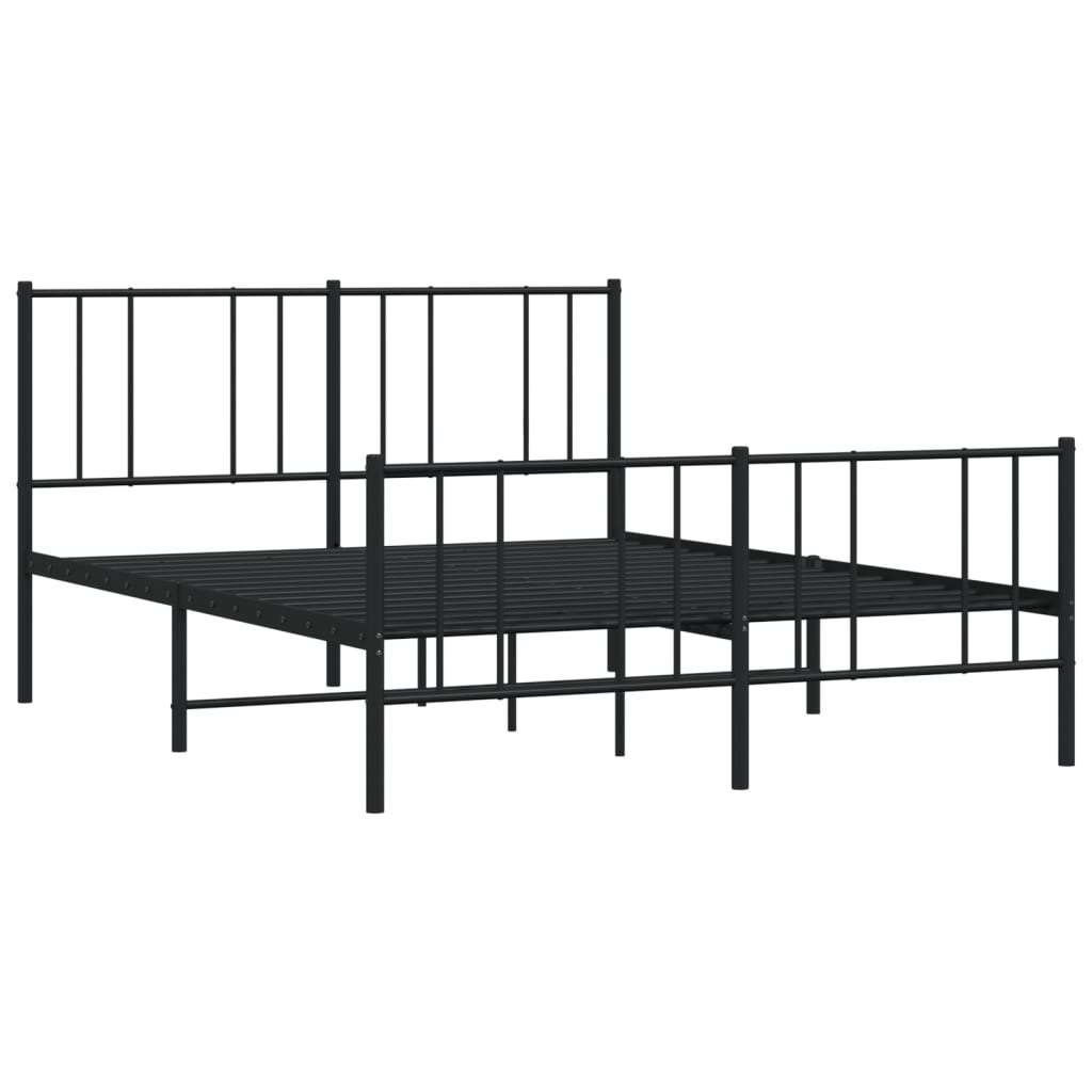 vidaXL Bettgestell mit Kopf- und Fußteil Metall Schwarz 135x190 cm