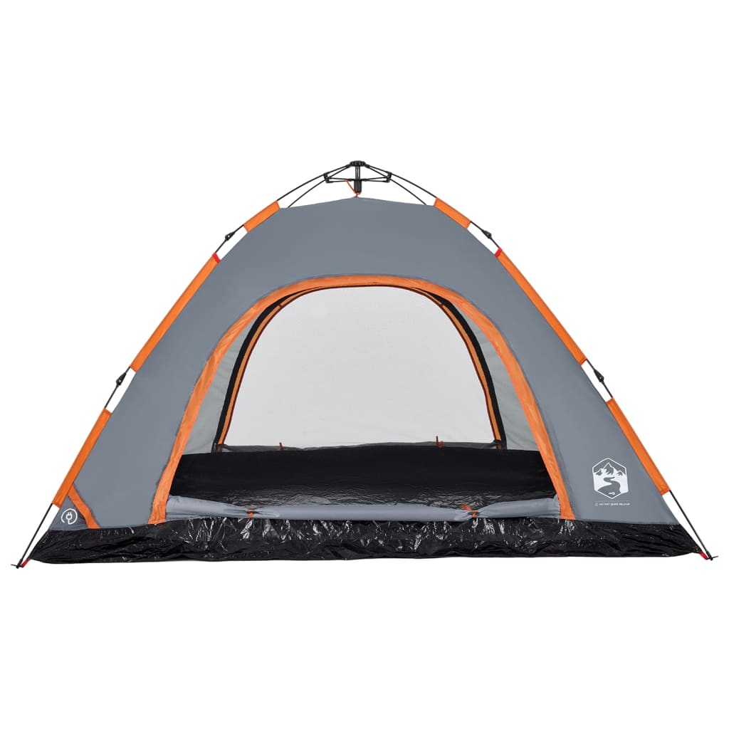 vidaXL Campingzelt 5 Personen Grau und Orange Quick Release