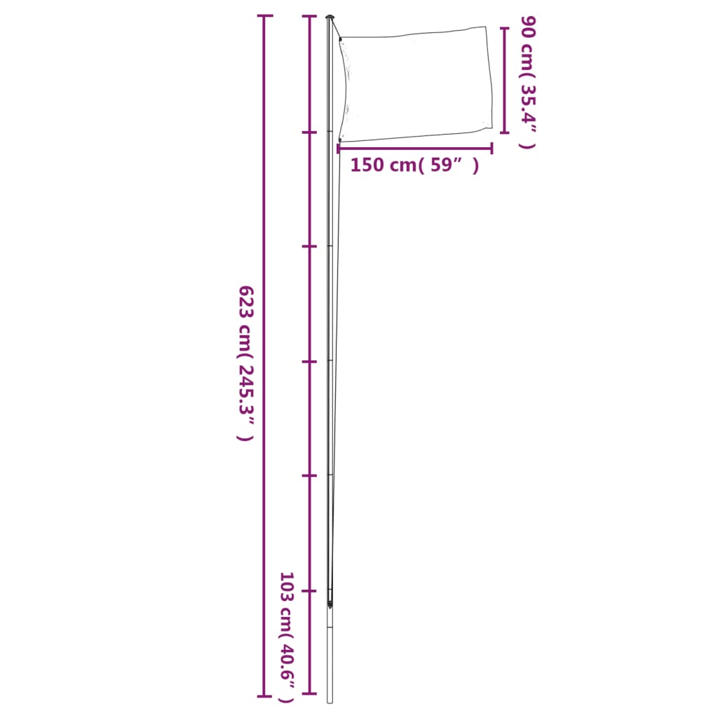 vidaXL Flagge Italiens mit Mast 6,23 m Aluminium