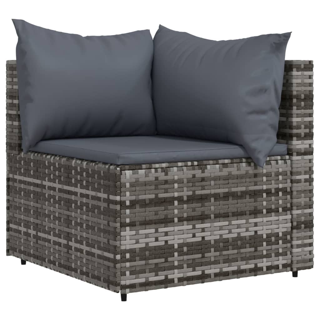 vidaXL 4-tlg. Garten-Lounge-Set mit Kissen Grau Poly Rattan