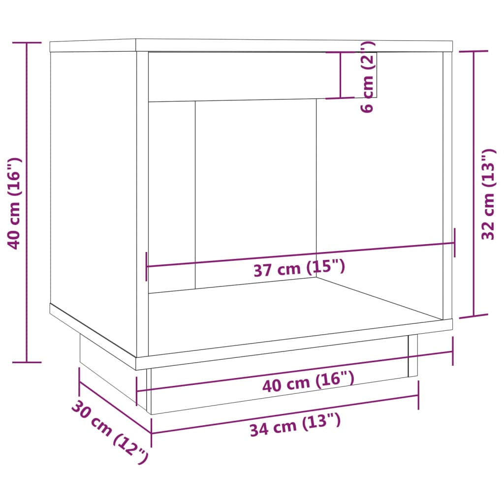 vidaXL Nachttisch Grau 40x30x40 cm Massivholz Kiefer