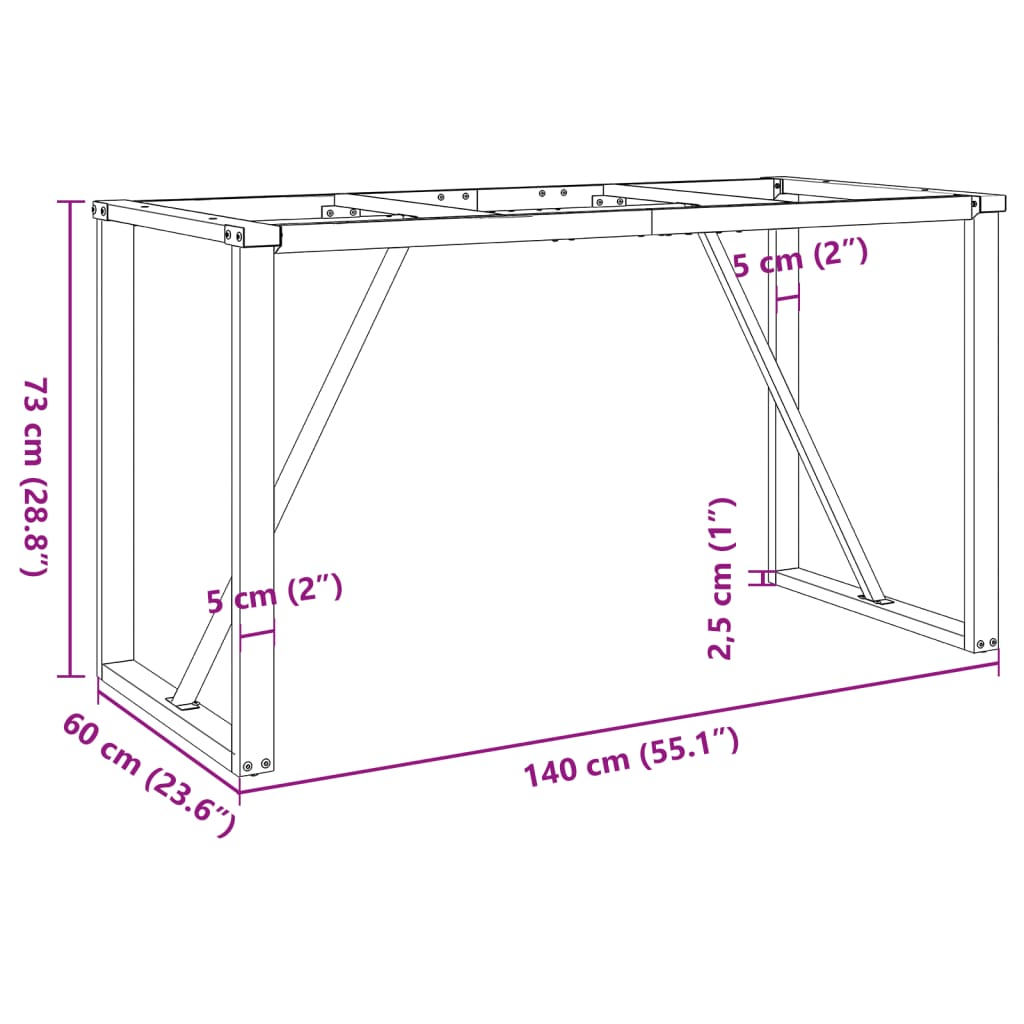 vidaXL Esstisch-Gestell in O-Form 140x60x73 cm Gusseisen