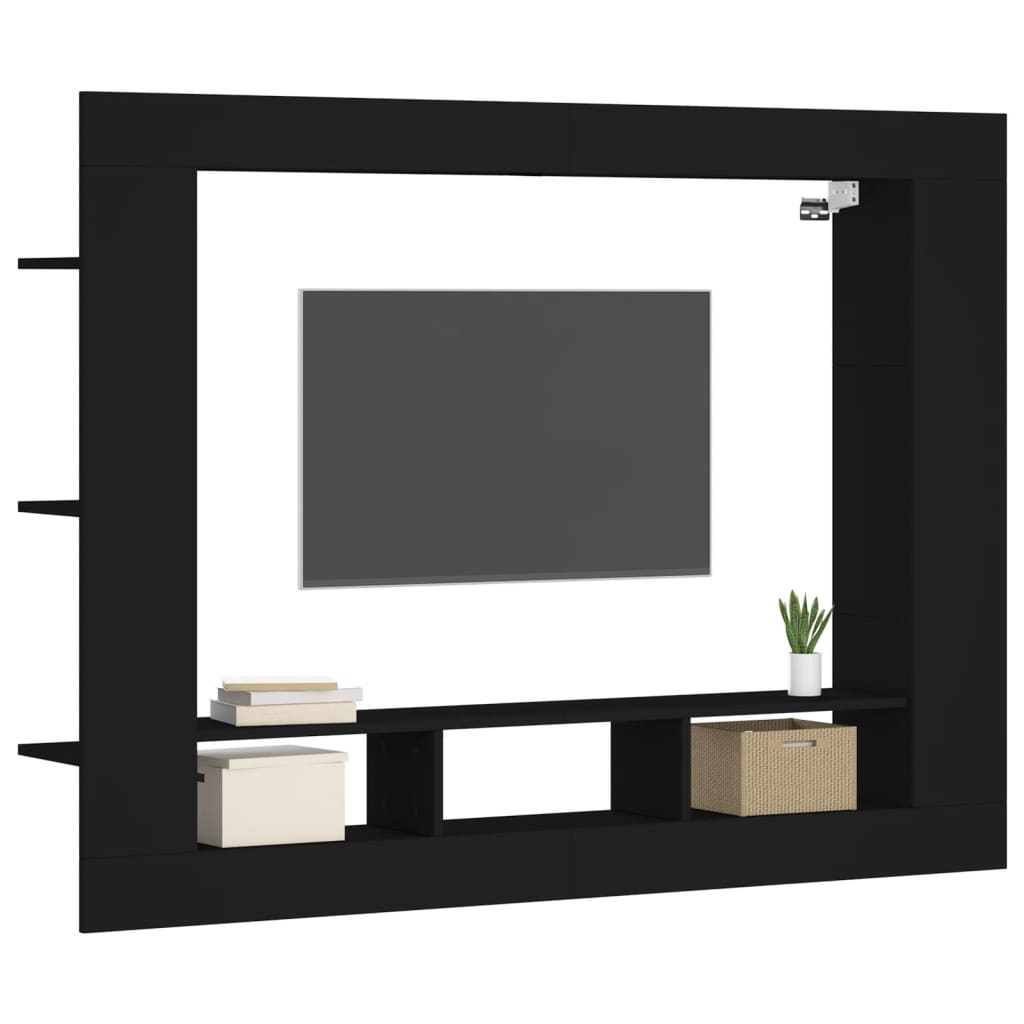 vidaXL TV-Schrank Schwarz 152x22x113 cm Holzwerkstoff