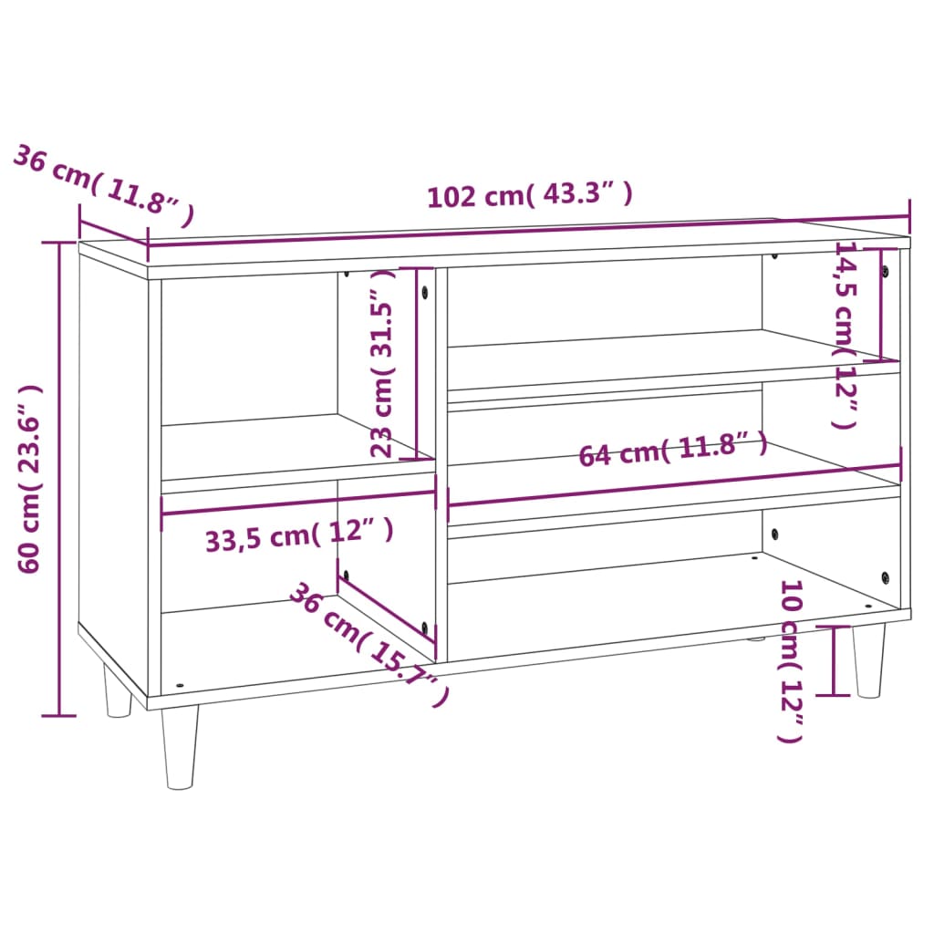 vidaXL Schuhregal Weiß 102x36x60 cm Holzwerkstoff