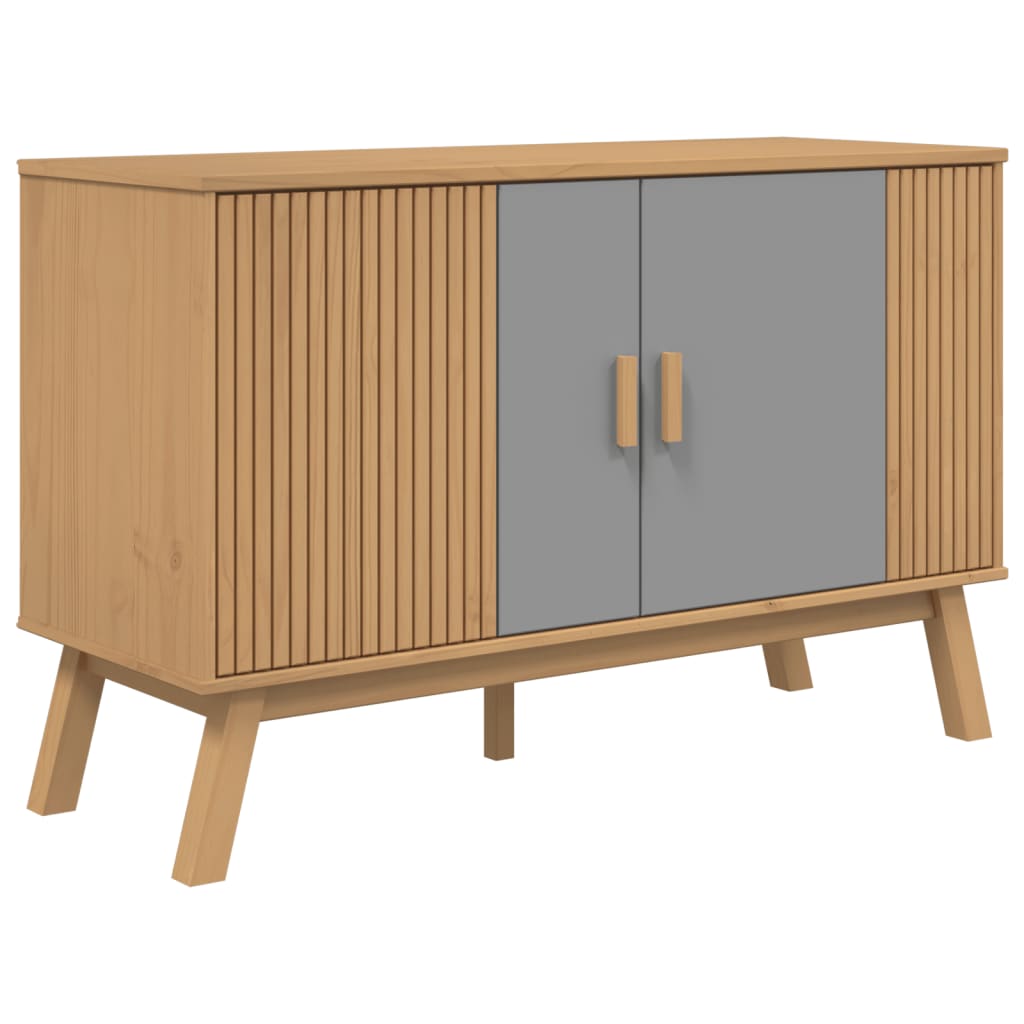 vidaXL Sideboard OLDEN Grau und Braun 114x43x73,5 cm Massivholz Kiefer