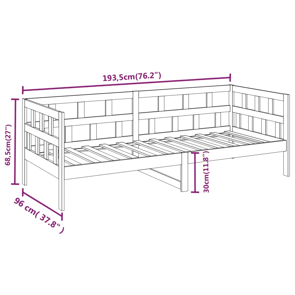 vidaXL Tagesbett Honigbraun Massivholz Kiefer 90x190 cm