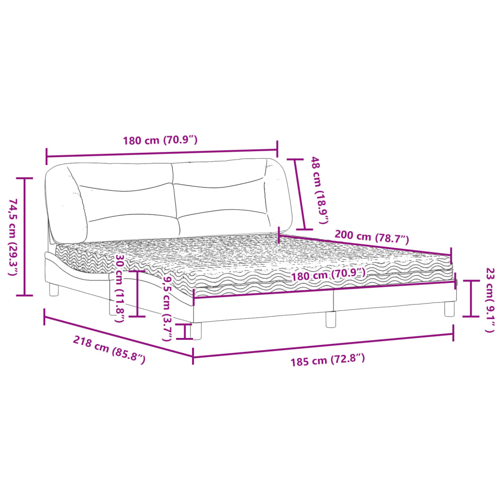 vidaXL Bett mit Matratze Braun 180x200 cm Kunstleder