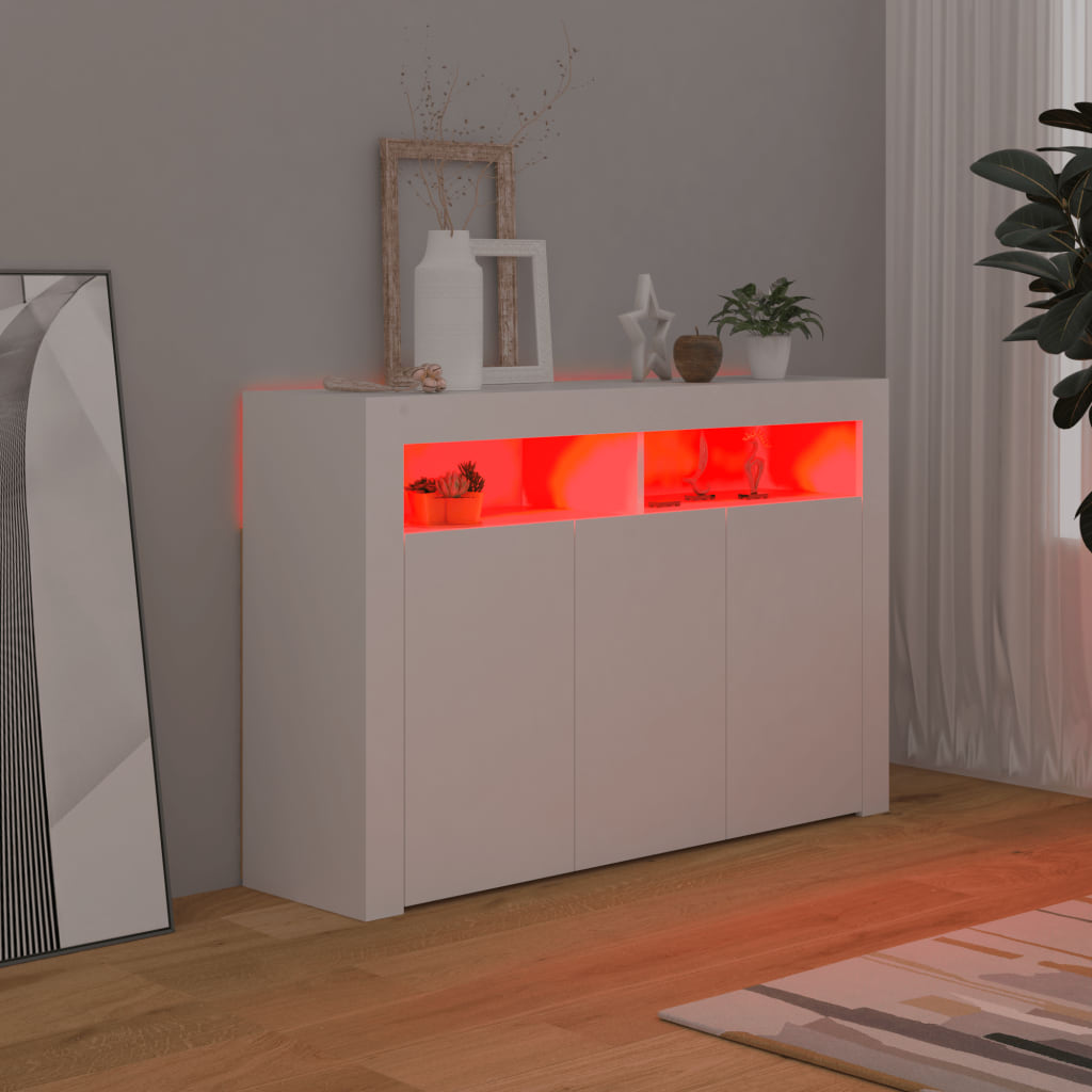 vidaXL Sideboard mit LED-Leuchten Weiß 115,5x30x75 cm