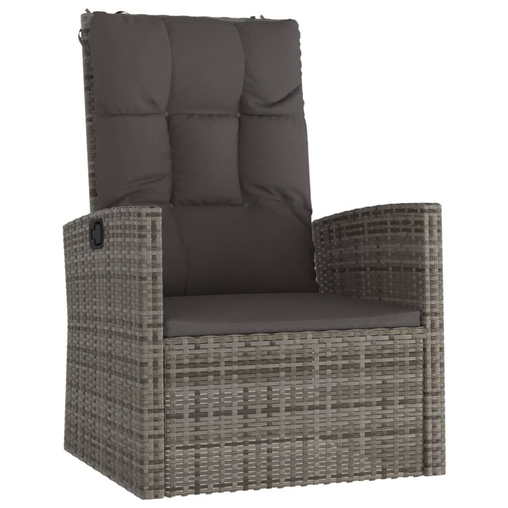 vidaXL 4-tlg. Garten-Lounge-Set mit Kissen Grau Poly Rattan