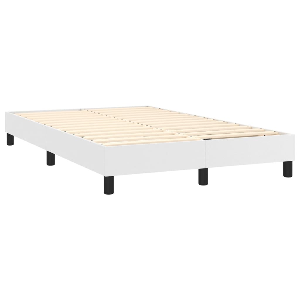 vidaXL Boxspringbett mit Matratze & LED Weiß 120x200 cm Kunstleder